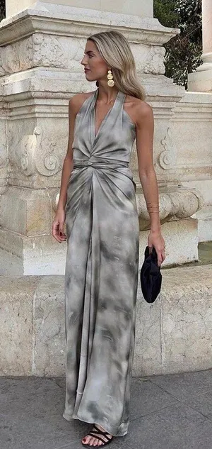 ZARA Dress maxi multiposition satin effect wedding party coctail thumbnail 1