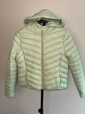 IRIS Women's Sage Green Hooded Puffer Jacket Size L thumbnail 1