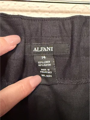 Alfani Black‎ Linen Rayon Wide Leg Dress Pants Size 14 thumbnail 4