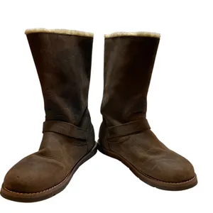 ED HARDY Brown Leather Faux Fur Lined Buckle Trim Snow Boots - Size 9 thumbnail 6