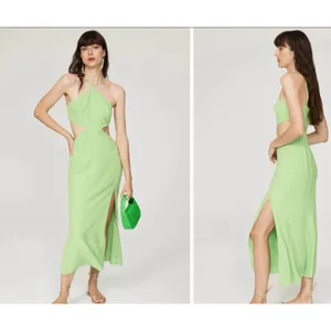 Louna Designer Halter Cutout Midi Green Slit Dress Size Small‎ $265 thumbnail 2