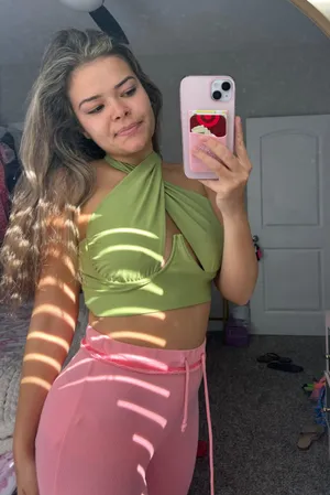 Green Going Out Top Around The Neck Halter Top thumbnail 1