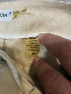 55% linen Calvin Klein Light Beige High-Waist‎ Trousers thumbnail 5