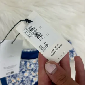 NWT RVCA Blue Daisy Floral Skimpy Coverage High Cut Leg Bikini Bottoms Size M/10 thumbnail 6
