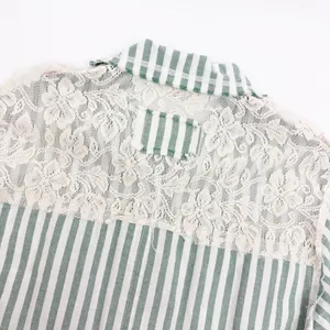 POL Striped Sage Multi Balloon Sleeve Printed Woven Mixed Print Shirt Shacket thumbnail 13