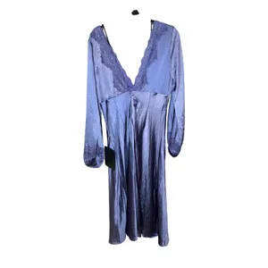 Lulus NWT Illustrious Elegance Periwinkle Satin‎ Long Sleeve Midi Dress Size XL thumbnail 5