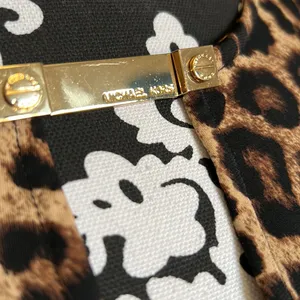 Michael Kors stretchy leopard pullover top w gold logo clasp NWOT thumbnail 5