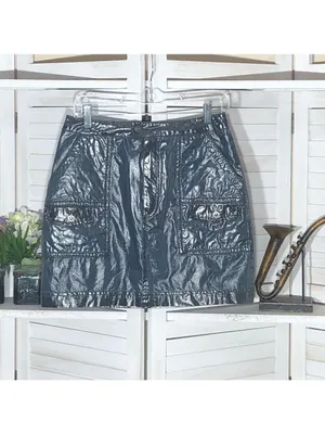 Free People Leather mini Skirt pockets zip cocktail clubbing festival rocker S thumbnail 2