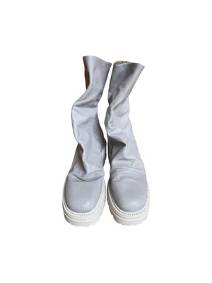 Free People Emma Ruche leather Boots grey white chunky sole Sz 39.5 thumbnail 4