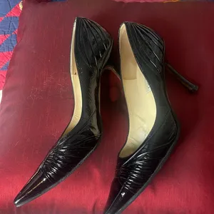 Jimmy Choo black Patent Leather Pointed Toe Heels 3 1/2 inch sz 40 thumbnail 3