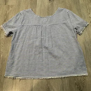 SUSINA Women's‎ Striped Short Sleeve Cotton Blouse Blue Size Medium M thumbnail 2