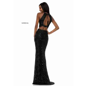 NWT Sherri Hill 52063 Black Beaded Two‎ Piece Gown Size 6 thumbnail 2