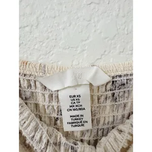 H&M Floral Smocked Puff Sleeve Mini Dress Cream XS thumbnail 4