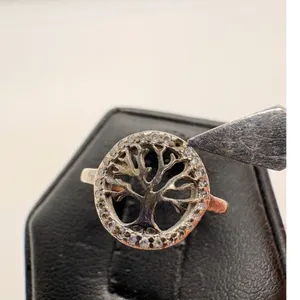 Sterling Silver 925 Tree of Life CZ Halo Ring Size 4 Spiritual Jewelry thumbnail 3