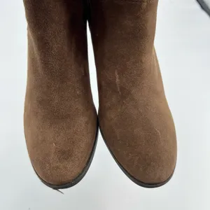 Lucky Brand Gennee brown Suede Wedge Pull On Ankle Booties almond toe Size 8.5 thumbnail 7