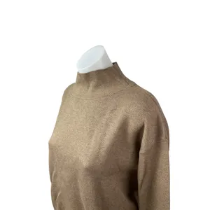 Quince Women's Tan Long Sleeve Mock Neck Knit Sweatshirt Sweater Top Size XS thumbnail 2