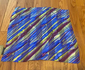 Vintage NWT Jerry Garcia J. Garcia Blue Yellow‎ Purple Women’s Scarf 100% Silk thumbnail 1