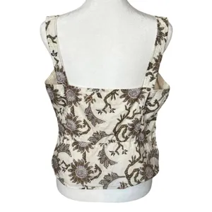 House of Harlow 1960 Crop Top Tank Paisley Floral Boho Indie Cotton Ruched thumbnail 2
