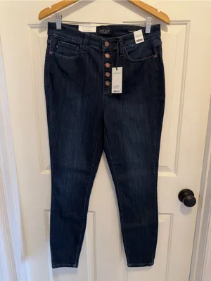 Judy Blue High Waisted Button Fly Skinny Fit Dark Blue JB82331DK Size 11/30 thumbnail 2