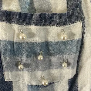 Urban Romantics Striped Blue and White Women's Top thumbnail 3