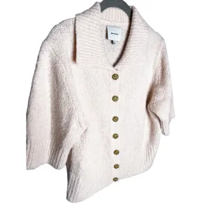 Reformation Daphne‎ Collared Cardigan Size Medium Sorbet Pink Short Sleeve thumbnail 4