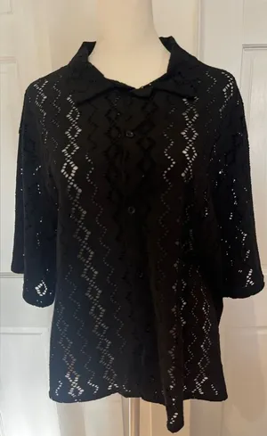 Zara Black Diamond Pattern Cut Work Shirt Size XL Unisex thumbnail 1