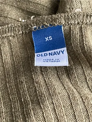 Old Navy Fitted Floral Top Women Size XS Elbow Sleeves Rib Knit Green thumbnail 6