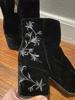 Velvet Ankle Zip Booties Black Size 7 thumbnail 4