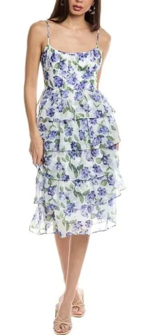 Amanda Uprichard Adelina Margate Floral Tiered Midi Dress Size S thumbnail 1