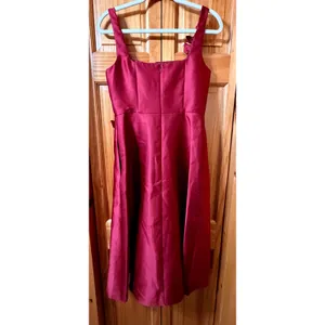 Adrianna‎ Papell Mikado 3D Flower Midi Dress Plum Red Fit Flare Pockets Sz 4 thumbnail 4