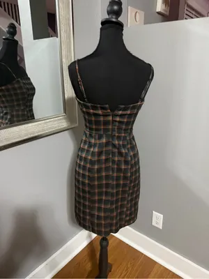 Altar’d State Plaid Academia Old Money Mini Bodycon Tank Dress Size Small thumbnail 4
