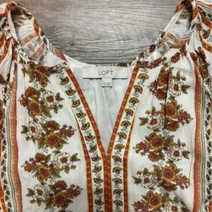 Loft Boho Tie Waist V Neck Floral Shift Dress thumbnail 6