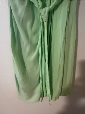 Olivaceous Light Lime Colored Knot-Front Slip Mini Dress thumbnail 5