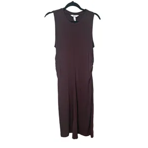 Spanx Sleek Jersey Crewneck Ruched Midi Dress Sleeveless Brown Sz Medium 21831R‎ thumbnail 2