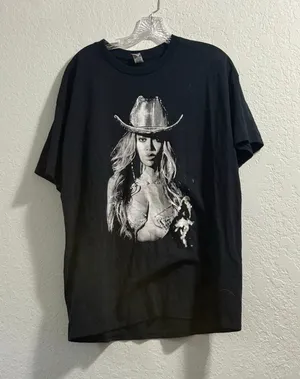 Gildan Beyonce Renaissance Tour T Shirt Adult XL Cowboy Cowgirl Black thumbnail 1