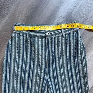 Urban Outfitters High Rise Flare Pants Blue Green Stripe 0 thumbnail 6