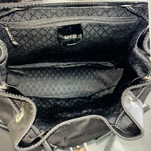 GUCCI Vintage Bamboo Patent Leather/Canvas Backpack Black with Dust Bag thumbnail 4
