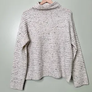 Madewell‎ Wool Belmont Donegal Mock Neck Sweater Cream Flecked Size Large thumbnail 6