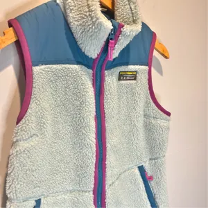 L.L. Bean High Pile Baby Blue Sherpa Fleece Vest - size XS thumbnail 2