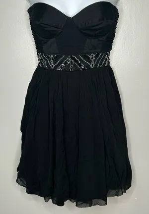 ASOS Black Strapless Embellished Party Dress Size 2 thumbnail 1