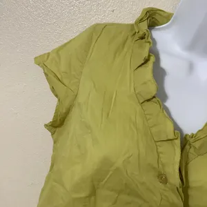 Vintage Y2K Green Fairycore Cottagecore Fairy Ruffle Cotton Button Up‎ Top Sz 10 thumbnail 2