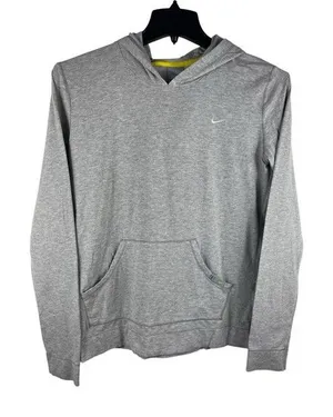 Nike 90s Y2K Light Gray Hooded Pullover Kangaroo Pocket Long Sleeve Top XL thumbnail 1