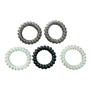 Spiral Hair Ties No Crease‎ Coils Ponytail Holders Elastics Multicolor Set of 5 thumbnail 2