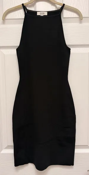 COS Knitted Bodycon Dress Black High Neck Sleeveless Ribbed Mini XS thumbnail 1