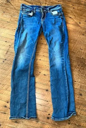 Silver jeans distressed Suki slim boot denim 30x33 western jeans thumbnail 1