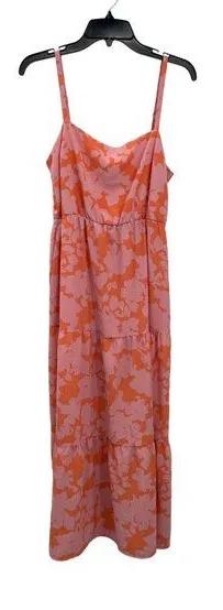 Social Standard by Sanctuary Sun Dress Womens L Used Pink Orange Floral XD9019GH thumbnail 1