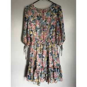 Taylor Womens Floral Vneck Ruched Ruffle Tiered Dress sz 10 Boho Cottage Dainty thumbnail 7