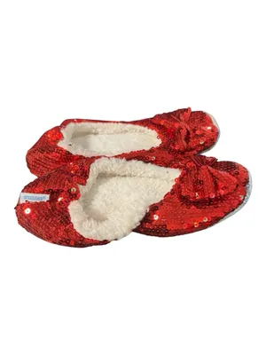 Snoozies Wizard of Oz Ruby Slipper Red Sequin Ballerina Slippers Women’s Size 8 thumbnail 2