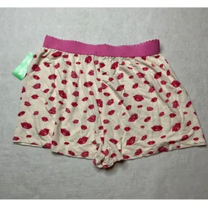 Honeydew Intimates Sugar Sweetheart Pajama Set Beso Lips Gray Pink Medium‎ thumbnail 6