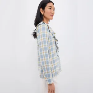 Tuckernuck NWT Blue V Neck Ruffle Eileen Button down women’s size XXL thumbnail 3